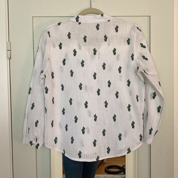 Cotton blouse with potted cactus print - Picture 6 of 6